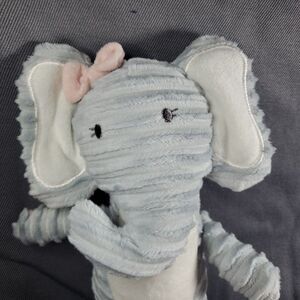 Chick Pea Elephant Plush Stuffed Animal Gray White Ribbed Textured 11"